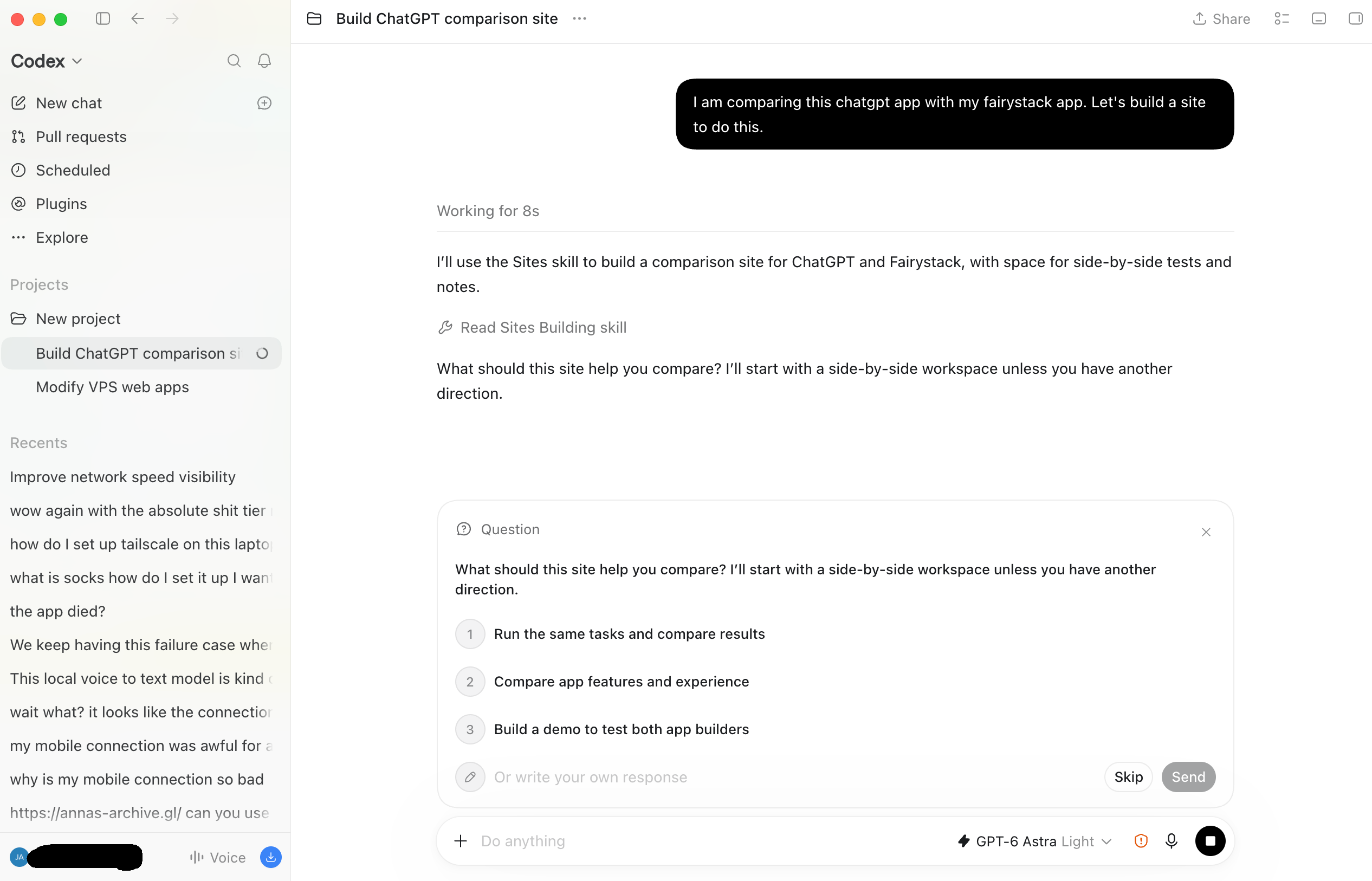 ChatGPT app screenshot supplied by the operator.